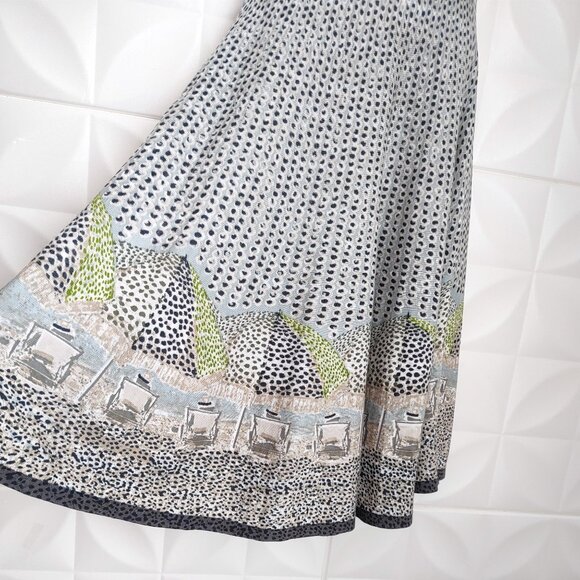 Knit Maxi Dress Beach Umbrella Polka Dots Pale Blue Sleeveless Stretch S Nic+Zoe - Picture 4 of 12